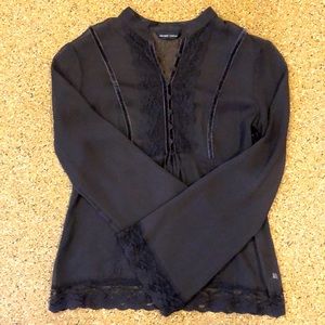 New York & Co Chocolate Brown Sheer Top